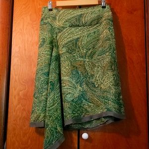 green patterned skirt